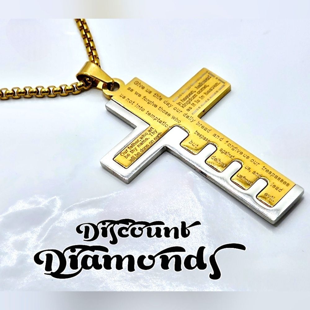 18K Gold Cross Titanium  Chain Necklace